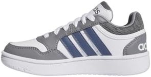 adidas Hoops 3.0 Low Top Basketball Sneaker, White/Preloved Ink/Grey, 3 US Unisex Little Kid