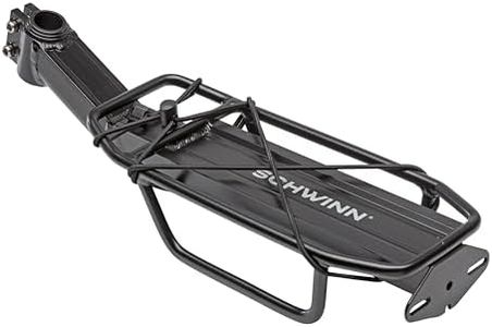 Schwinn Bike Deluxe Rear Rack, Lightweight, Can Hold Up to 20 lbs. Loads, Durable Steel Rails, Designed with Extra Tie-Down Points, Fits Most Adult Bikes, Black