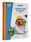 Deskit Extra-Strong Laminating Pouches, A4 Gloss, 250 Microns, 120 per Pack. Create Clear and Durable Presentations - Extra-Strong for Long-Lasting Documents