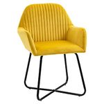 HOMCOM Modern Accent Chair, Velvet-Touch Fabric Upholstered Armchair with Metal Base for Living Room, Bedroom and Dinning Room, Yellow