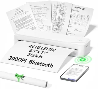 Portable Printers Wireless for Travel, Inkless Thermal Printer Support 8.5" X 11" US Letter & A4 Size, Mobile Bluetooth Printer Compatible with iOS, Android & Laptop for Home Office Car (White)
