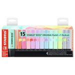 Highlighter - STABILO BOSS ORIGINAL Pastel - Deskset of 15 - Assorted Colours