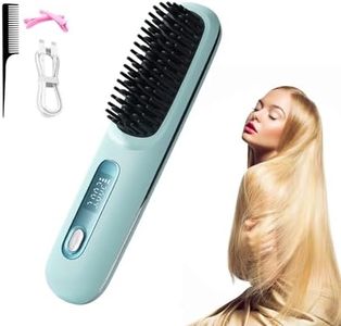 Portable Hair Straightener Brush, USB Rechargeable Cordless Mini Comb, Negative Ions Ceramic Plates Anti-Scald Straight Hair Brush for Fast Heating Professional Salon at Home 4000mAh