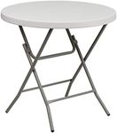 Flash Furniture Kathryn 2.63-Foot Round Granite White Plastic Folding Table