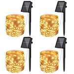 [4 Pack]Solar Fairy Lights Outdoor, 12m 120LED Solar String Lights Waterproof 8 Modes Copper Wire Decorative Solar Powered Garden Light for Tree Patio Tent Fence Summer Party Wedding Xmas (Warm White)