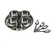 GK Global Kitchen Stainless Steel Relish Chutney 9PC Pickle Dish Thali Bowls Serving Bowls Multipurpose Serving Set Nut Bowls (17.8cm)