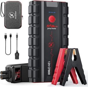 FLYLINKTECH 5000A di Picco Avviatore di Emergenza per Batteria dell'auto(fino a 10.0L benzina o 9.0L diesel) Avviatore da 12V, Carica rapida 3.0, con Ampio Display LCD e Morsetti Intelligenti