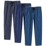 MoFiz Men's Pajama Pants Sleep Wear Cotton Lounge Drawstring House PJ's Bottom Pants 3pack Comfortable 2-Pockets(H-Plaid,XL)