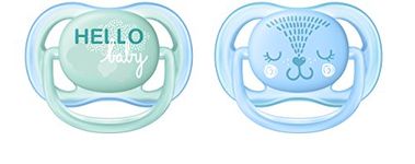 Philips Avent Ultra Air Pacifier for Boy, 0-6 Months, Blue/Green Fashion Decos, 2 Pack, SCF342/20