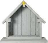 Wooden Nativity Creche Wood Nativity Scene Manger Village Christmas Stable Creche Nativity Scene Backdrop Accessory for Indoor Christmas Holy Family Tabletop Decoration, 13.5 x 12.5 Inch (Gray)