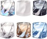 Hbluefat Glass Drinkware Set Glass Mug, Set of 6, Crystal Glass, Special, Wave Cup,Whiskey/Wine/Brandy Tumblers,Whiskey Cup,Liquor Cup,Water Cup,6.8oz Glass Cups for Indoor and Outdoor (Colored)