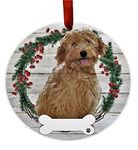 Rusty Goldendoodle Ornament - E&S Pets - DIY Personalizable - Dog Gifts - Ceramic Round Ornament with Glazed Finish - X-mas Decoration - Christmas Ornaments Craft Gifts - Ornaments for Pet Lovers