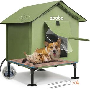 Zooba 25" Heated Cat House for Outside, Waterproof & Insulated Feral Cat Shelter in Winter, Outdoor Pet House Weatherproof with Heater & Elevated Bed, Extra Space for Large Cats and Mini Dogs (Green)