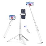 ATUMTEK 68.5" Selfie Stick Tripod, Extendable Aluminum Tripod with Rechargeable Bluetooth Remote, Compatible with iPhone and Android Smartphones, Perfect for Travel, Vlog, Video and Photo, White