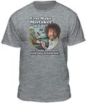 Bob Ross Make Mistakes Into Birds Official Licensed T-Shirt, Athletic Heather, Medium