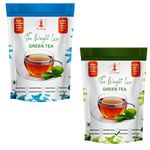 32 Baar Natural & Turmeric Flavoured Tea Combo | Herbal Infusion Green Tea Leaves | Relaxing & Refreshing | Perfect for Stress Relief & Immunity Boost | All-Natural Ingredients