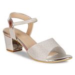 Smart & Sleek Women's Sequins Block Heels Fashion Sandals for Women & Girls latest Collection & Stylish Comfortable(Silver,3)