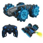 ELECTROBOTIC Remote Control Car - Cool Water Smoke Fogger 4WD Double Sided Drive | Off Road High Speed RC Stunt Drift Blaze Storm Car Toys for Kids | Rock Crawler | 4 Wheels | Gift for Boys - Blue