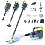 Steam Mop Cleaner with Detachable Handheld Steamer, 10-in-1 Multi Accessories, Washable Microfiber Pads, 350ml and 2 Adjustable Levels for Cleaning Floor, Carpet, Tile, Car and Grill