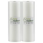 FoodVacBags 2-Pack 11" x 50' Embossed Vacuum Sealer Bag Rolls