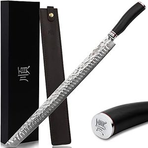 YOUSUNLONG Sakimaru Ultimate Yanagiba Knife - 17 inch (430mm) Sujihiki, Ebony Handle With Leather Sheath