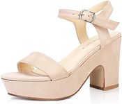 rsxses Women's Suede Platform Heels Sandals Peep Toe Fashion Wedding Sexy Dress Block Chunky Wedges High Heel Ankle Strap Pumps, Apricot, 5.5