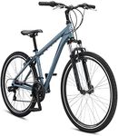 Schwinn Network 1 Hybrid Bike, Men and Women,700c Wheels, 21 Speed, 17-Inch Aluminum Frame, Front Suspension, Alloy Linear Pull Brakes, Blue Grey