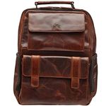 Mancini Buffalo Top Grain Leather Backpack for 15.6" laptop, Brown