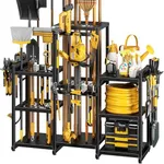 POKIPO Large Garden Tool Organizer, Holds Up to 86 Tools, Heavy Duty Yard Tool Organizer for Garage, 61“ Wide Lawn Stand Tool Storage Rack for Outdoor Shed Tool Rake, Shovel, Brooms