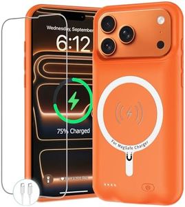 Battery Case for iPhone 17 Pro Max, 12000mAh Protective Charging Case with Wireless Charging Compatible with iPhone 17 Pro Max (6.9 inch) Rechargeable Battery Pack Charger Cover with Carplay (Orange)