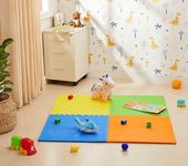 Amazon Brand - Supples Interlocking Eva Foam Mat | Pack of 12 | 1.2 cm Thick | 60 x 60 cm | Activity Mat for Kids 6+ Months | for Home, School & Playground | Durable &Easy Storage | Multicolor