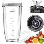 [New Model] Replacement 7 Fins Male Blade&24oz Blender Cup Compatible For Nutri Ninja Blender [4 Inch Male 7 Fins Blade]