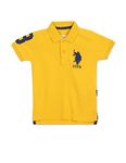 U.S. POLO ASSN. Boy's Solid Regular Fit Polo Shirt (UKTSHC0004_Yellow EL)