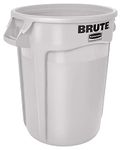 Rubbermaid Commercial FG263200WHT Brute LLDPE Heavy-Duty Trash Can without Lid, 32-gallon, White