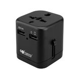 GoTrippin Premium Universal Travel Adapter with 5 Year Warranty, Dual USB Charger Ports and Smart Charging (Black), International Worldwide Charger Plug for Phone, Laptop, Mobile, Camera, Tablet