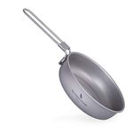 Boundless Voyage Ultra-Light Titanium Frying Pan with Folding Handle Outdoor Camping Skillet Griddle Tableware Titanium Pan Ti2061C-5 inch