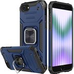 Honeyview ShockProof Case for iPhone SE 2020/2022, iPhone 8/7/6s/6 with Ring Kickstand, Bumper Armour Phone Cover for Apple iPhone SE 2nd 3rd Generation - Blue