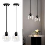 Aipsun Kitchen Island Lighting 2 Pack Black Pendant Light Fixture Farmhouse Glass Globe Kitchen Pendant Lighting Over Island (Exclude Bulb)