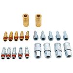 FIXSMITH Coupler Plug Accessory Kit - 21pcs Air Quick Coupler and Plug Kit with Plastic Storage Case,Quick Connect Air Fittings,I/M Type,1/4 in NPT,Steel/Brass Couplers & Plugs,Air Tool Fittings.