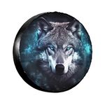 Eugzak 16" Spare Tire Cover for Truck, Trailer, SUV - Wolf, Polyester, Weatherproof, Universal Fit