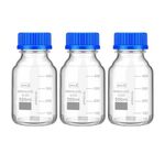 SPYLX Borosilicate Glass 3.3 Measuring Reagent Bottle 500ml With blue Screw Cap lab, Pack of 3 for laboratory and professional use