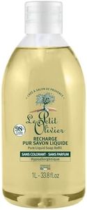LE PETIT OLIVIER - Recharge Pur Savon Liquide - Hypoallergénique - Sans Parfum & Sans Colorant - Nettoie La Peau En Douceur - 98% D'Origine Naturelle - Cuit au Chaudron - Fabriqué En France - 300ml