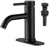 GENBONS Black Bathroom Faucets, Single Hole Bathroom Sink Faucet Modern Single Handle Mixer Tap Washbasin Faucet Vanity Sink Faucet 1 Hole with 3 Hole Deck Plate, Pop Up Drain