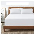 Funky Gadgets Double Fitted Sheet, White 300 Thread Count 100% Egyptian Cotton Fitted Sheet Deep Pocket 12 Inch (30cm) Bed Sheets, Breathable Bedsheets No Pillow Cases (140 X 190cm).