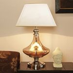 The Light Store Delicea Gold Luster Metal & Glass Modern Luxurious Table Lamp with Cotton White Shade (Gold, 60 Watts)