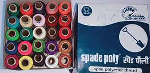 Spade Poly Spun Polyester Sewing Thread Small/Mini Box Assorted 25 Spools (25 Mix Colours, Multicolor) 300 Mts Each