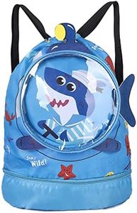 ITUBLE Dry Wet Separated Swim Bags for Swimmers Shark Pool Gear Drawstring Gym Bag Beach Backpack for Women Men Boys Girls Teener Camping Hiking Shopping Swimming Dance Travel With Shoe Compartments