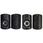 Polk Audio Atrium 5 + Atrium 4 Outdoor Speakers with Powerful Bass (2 Pairs, Black) | All-Weather Durability | Broad Sound Coverage