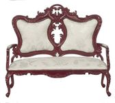 Melody Jane Dollhouse Fancy Victorian Mahogany White Sofa Miniature Living Room Furniture