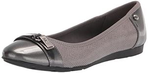 Anne Klein Women's Able Ballet Flat Shoe Wide Width, Grey, 8